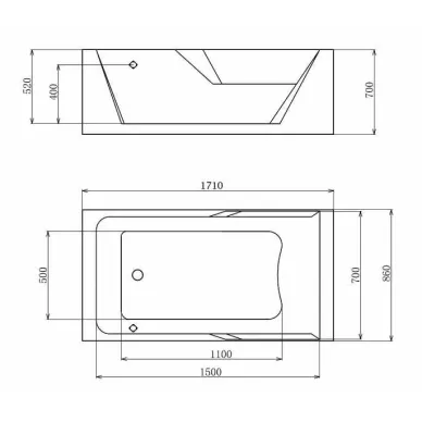 Акриловая ванна Gemy G9066 II O L 171х86 см левая, с гидромассажем, сенсорный Smart TV 5