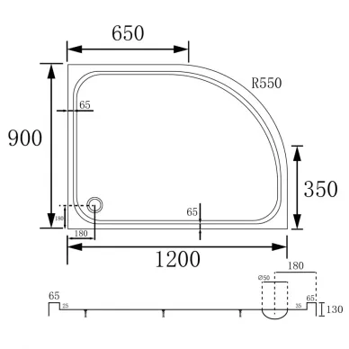 Душевой поддон Abber AD3E120 R 120x90 правый 6