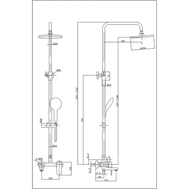 Душевая система Azario Arizona Round AZ-20BR с изливом, чёрная матовая 6