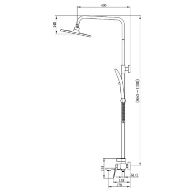 Душевая система Azario Lursy AZ-K2349MG с изливом, золото матовое 7