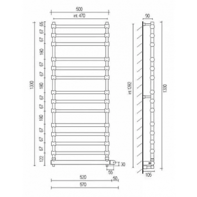 Полотенцесушитель электрический Margaroli 564-14 BOX (5644714CRNB) хром 1