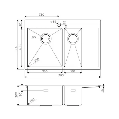 Мойка кухонная Omoikiri Akisame 78-2-IN-L (4973062) нержавеющая сталь 1