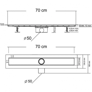 Душевой лоток Vincea Say Optima 70 (SAY.601.70.P.NSNGH) с решеткой, хром 5