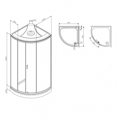 Душевая кабина AM.PM X-Joy (W88C-301-090WT64) 90х90 см, без гидрромассажа 6