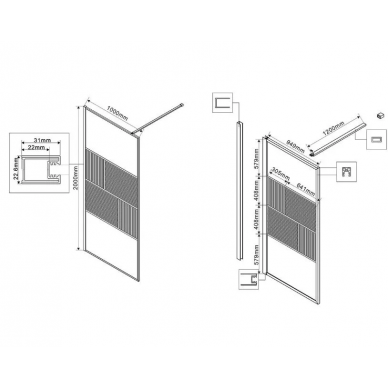Душевая перегородка Vincea Walk-In HP Art (VSW-1HC100CFB) 100x200 см, профиль черный матовый/стекло рифленое/прозрачное 6