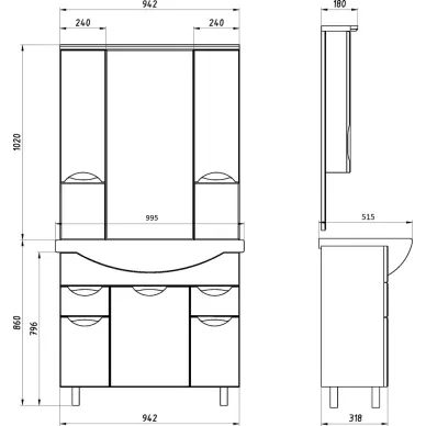 Зеркальный шкаф ASB-Mebel Мессина 100 (9616) белый 5