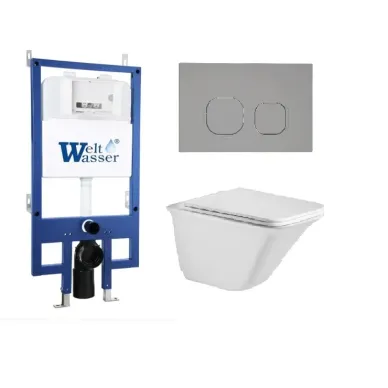 Инсталляция Welt Wasser Bamberg 545 + ROTBACH 004 GL-WT + Bamberg CR в комплекте с унитазом, безободковый, с сидением микролифт 0
