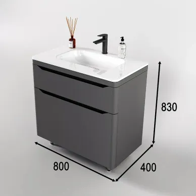 Тумба для ванной Style Line Марелла СС-00002403 80 см, антискрейтч серая матовая 5