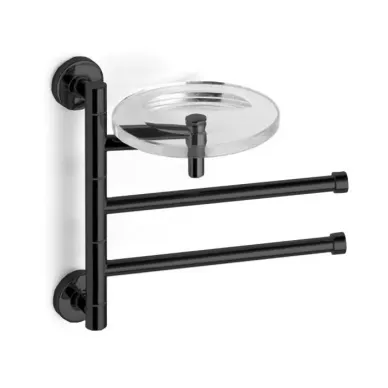 Bertocci Cinquecento Полотенцедержатель поворотный, двойной 23 см с мыльницей, подвесной, цвет: черный матовый 110 0535 0800 0