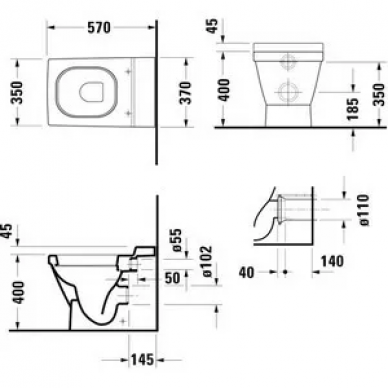 Чаша для приставного унитаза Duravit 2nd Floor (0110090000) 1