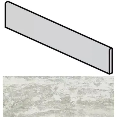 748324 Travertino White Battiscopa Glossy 4.6x60 0