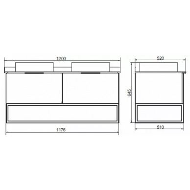 Тумба для ванной Comforty Порто-120-2 (120x64.5x52 см), дуб темно-коричневый, две раковины 5