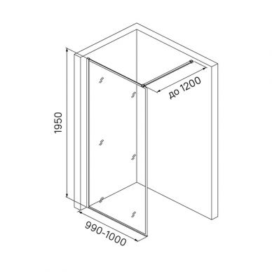 Душевая перегородка Iddis Slide Walk-in (SLI8GS0i23) 100х195 см, профиль графитовый/стекло прозрачное 8
