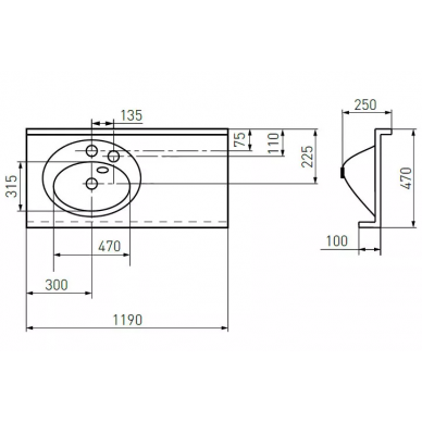 Раковина Aquaton Отель 120 левая 1