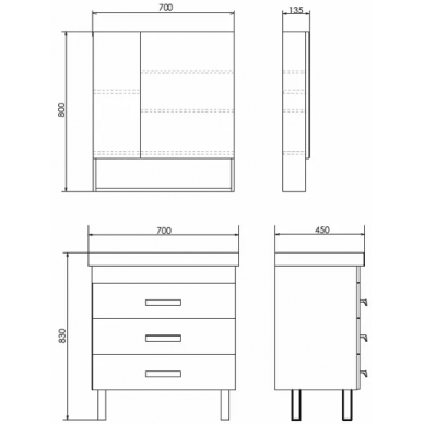 Тумба для ванной Comforty Никосия 70Н (70x86x45 см), дуб темный 6
