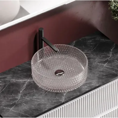 Раковина накладная Ceramicanova Cristal (CN6061) (36 см) стеклянная розовая 7