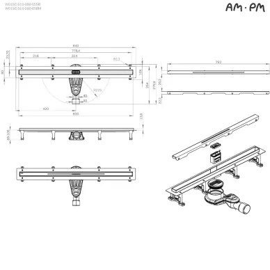 Душевой лоток Am.Pm MasterFlow (W01SC-S11-080-05BM) (800мм) универсальный затвор Slim line 11