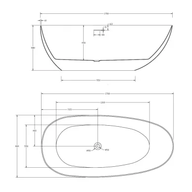 Акриловая ванна Abber AB9211MB 170x80 чёрная матовая 6