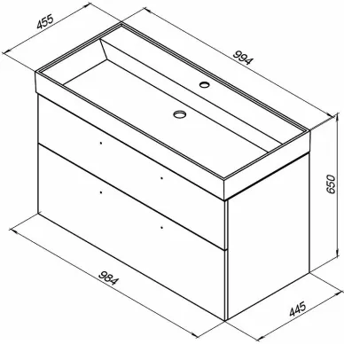 Тумба для ванной Aquanet Nova 249923 Slim Synergy, 100 см, дуб рошелье 12