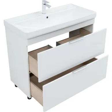 Тумба для ванной Aquanet Ирис New 339257 100 см, белая глянцевая 4