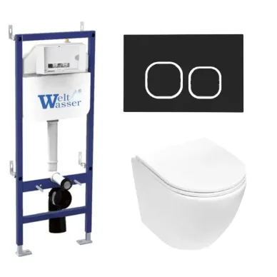 Инсталляция Welt Wasser BAMBERG 460 + MERZBACH 043 MT-WT + BAMBERG BL в комплекте с унитазом, безободковый, с сидением микролифт 0