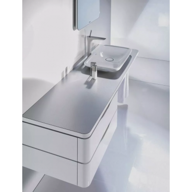 Тумба для ванной Duravit PuraVida (PV071С) (130 см) поверхность аллюминий кромка белая 7
