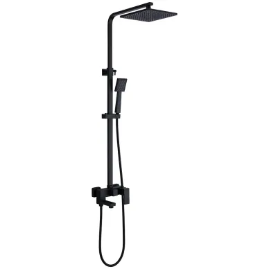 Душевая система Abber Daheim AF8216BL с изливом, чёрная матовая 0