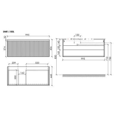Тумба для ванной Sancos Snob R 1.0 SNR1.0100LSM левая, 100см, doha soft 5