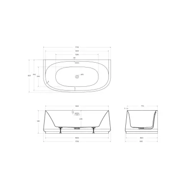 Акриловая ванна Cezares Lux CZR-LUX-WALL-170-80-58 170x80 5