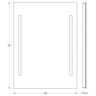 Зеркало Evoform Ledline (BY 2114) (55 см) (с 2-мя встроенными LED-светильниками) 1