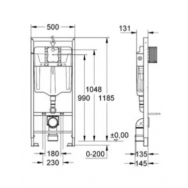 Инсталляция Grohe (38775001) в комплекте с унитазом Villeroy & Boch O.Novo (5660HRR1) микролифт 8