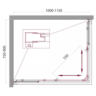Душевой уголок BelBagno Unique AH2 (100/115x75/90 см) (прозрачное стекло) 6