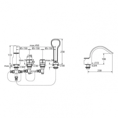 Смеситель для ванны Ideal Standard Melange (A4293AA) на борт 1
