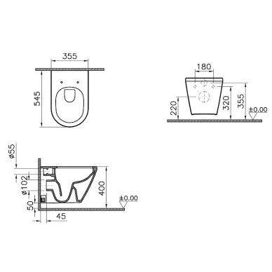 Инсталляция с подвесным унитазом Vitra Integra Round L-box (9004B003-7202) (кнопка хром матовый) микролифт 6