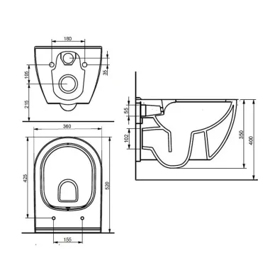 Инсталляция Azario (AZ-8010-1000+Ocean plus) + унитаз Creo Ceramique Ocean plus безободковый c сиденьем микролифт 6