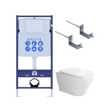 Комплект унитаз с инсталляцией и сиденьем микролифт Aquatek Амадео SET AQUATEK АМАДЕО KKI2 безободковый 0