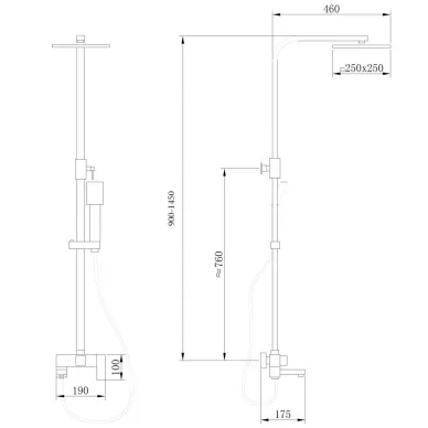 Душевая система Abber Daheim AF8216L с изливом, хром 3