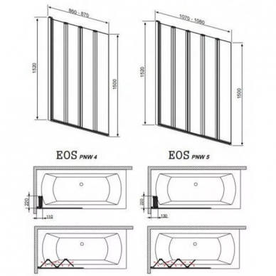 Шторка для ванной Radaway EOS PNW (205501-101) (107 см) прозрачное стекло 3