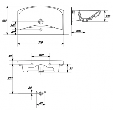 Раковина Cersanit Carina (S-UM-CAR70/1-w) (70 см) 1
