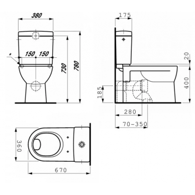 Чаша для напольного унитаза Laufen Pro (8.2495.9.000.000.1) (с полкой) 1