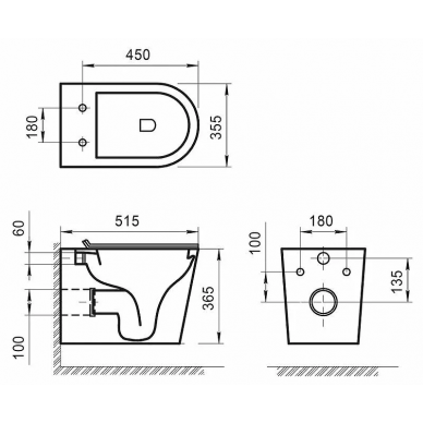 Чаша подвесного унитаза BelBagno Flay-R (BB053CHR) без сиденья 6