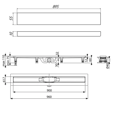 Душевой лоток Timo Super Plast 900 (SP10900-PG10900) с декоративной панелью PG10 7