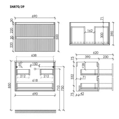 Тумба для ванной Sancos Snob R SNR70/39SM 60см, Doha Soft 6