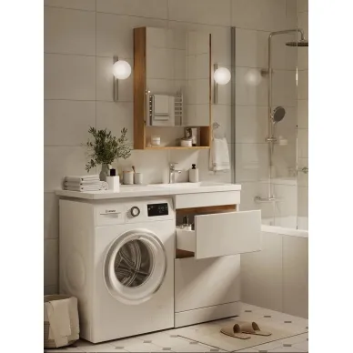 Тумба для ванной VIANT Мальта VMAL120BELLA-T2Y под столешницу для стиральной машины, белая/Дуб вотан 5