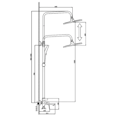 Душевая система Azario Alanti AZ-K2332GR с изливом, серая матовая 5