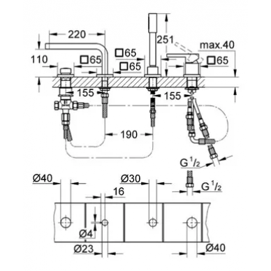 Смеситель для ванны Grohe Lineare (19577000) на борт 1