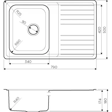Кухонная мойка Omoikiri Sagami 79-IN (4993735) нержавеющая сталь 5