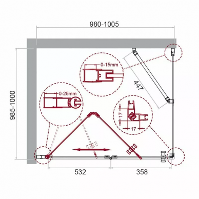 Душевой уголок BelBagno Albano (ALBANO-AS-1-100-C-Cr) 100х100 см, профиль хром/стекло прозрачное 8