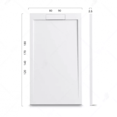 Поддон для душа RGW STone Tray STL-149W (14212914-01) 90х140х2,5 см 5