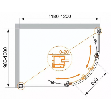 Душевой уголок Cezares Anima (ANIMA-W-RH-2-120/100-C-Cr-L) профиль хром/стекло прозрачное 4